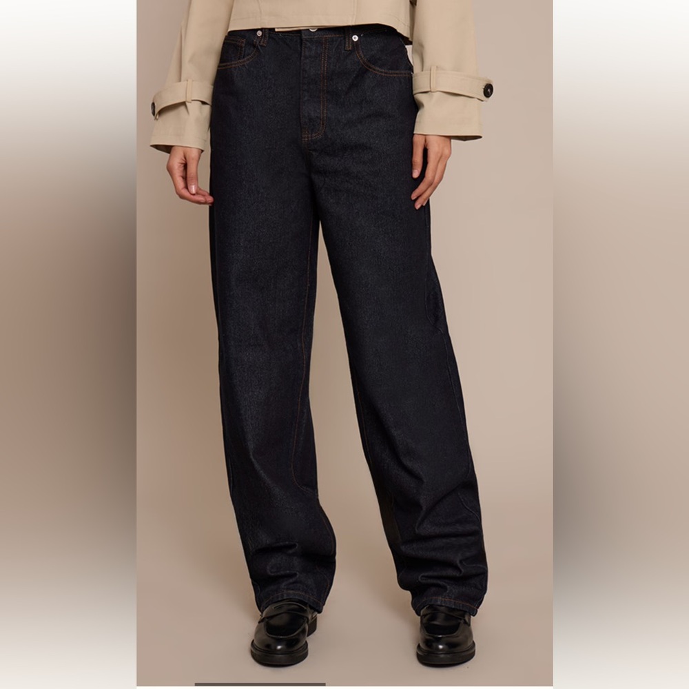 Pretty Little Thing US 6 Tall Dark Indigo High Waist Boyfriend Jeans